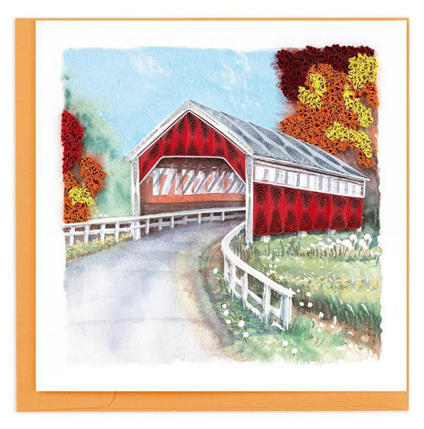 Red Covered Bridge Quilling Card