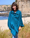 Brushed Woven Poncho | Ocean