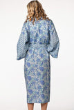 Block Print Kimono Robe | Sky Blue & Aqua