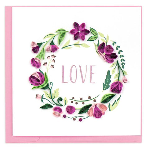 Love Floral Wreath Quilling Card