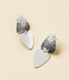 Iyla Geometric Textured Silver Dangle Earrings