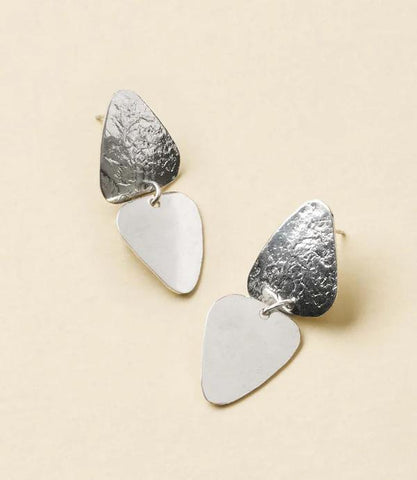 Iyla Geometric Textured Silver Dangle Earrings