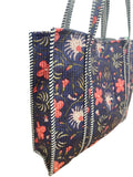 Quilted Cotton Bag | Blue Pink Floral