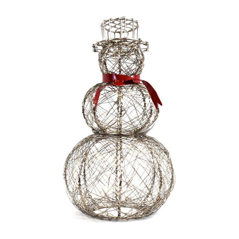 Wrapped Wire Snowman | Silver | Red Scarf