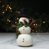 Felt Snowman with Holly Scarf | 2 Sizes