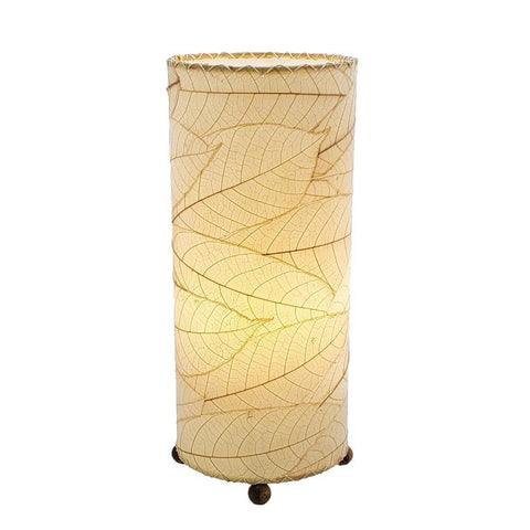 Cocoa Leaf Cylinder Table Lamp | 17 Inch | Natural