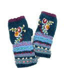 Flower Embroidered Fingerless Gloves | 5 Colors