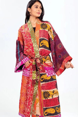 Cotton Kantha Kimono Robe