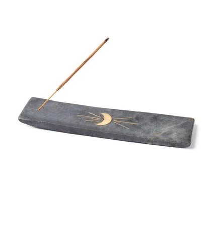 Indukala Black Marble Moon Incense Holder