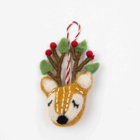 Wool Ornament | Spotted Reindeer Head