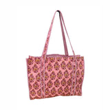 Quilted Cotton Bag | Pink Red Floral