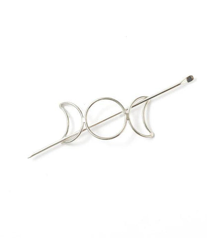 Indukala Moon Phase Hair Slide w/Stick | Silver