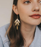 Chameli Leaf Gold Chandelier Dangle Earrings