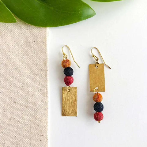 Kantha Asymmetric Earrings