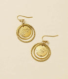 Yashi Embossed Ring Dangle Earrings | Gold