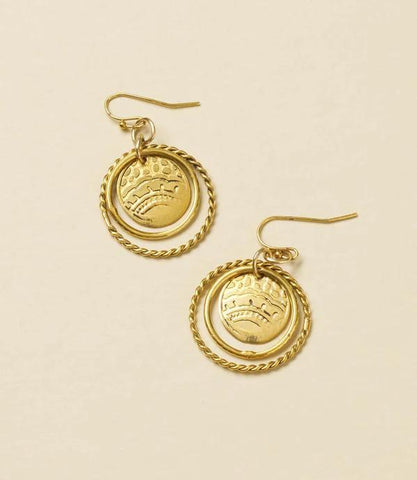 Yashi Embossed Ring Dangle Earrings | Gold