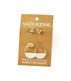Diya Silver Stud and Hoop Earrings | Set of 2