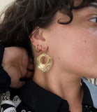 Yashi Embossed Statement Earrings | Gold