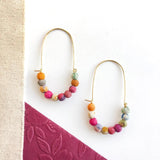 Kantha Elongated Wire Hoops