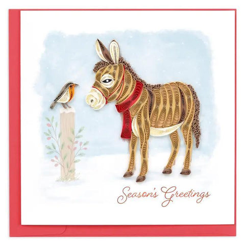 Winter Donkey & Friend Quilling Card
