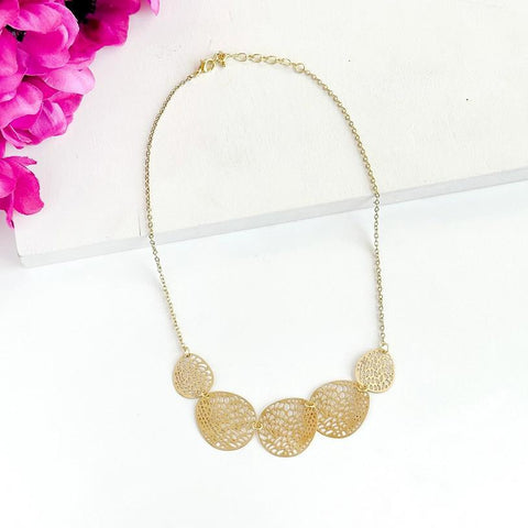 Stenciled Leaf Necklace | Gold