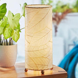 Cocoa Leaf Cylinder Table Lamp | 17 Inch | Natural