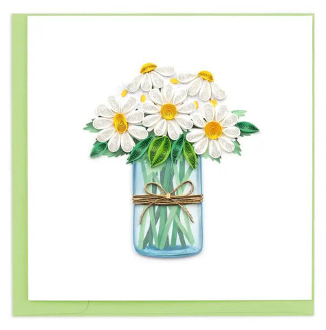 White Daisies In Jar Quilling Card