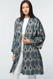 Ikat Handloom Kimono | Silver & Blue