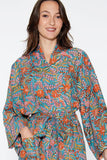 Block Print Kimono Robe | Blue Multi