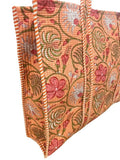 Quilted Cotton Bag | Coral Floral