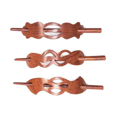 Sophia Woodcut Hair Slides w/Stick