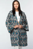 Ikat Handloom Kimono | Silver & Blue