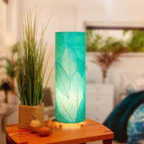 Cocoa Leaf Cylinder Table Lamp | 24 Inch | Sea Blue