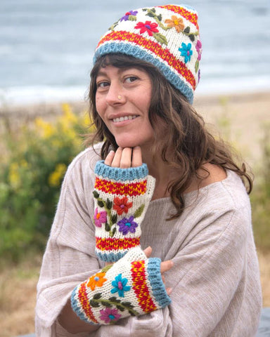 Wildflower Wool Fingerless Gloves | 4 Colors