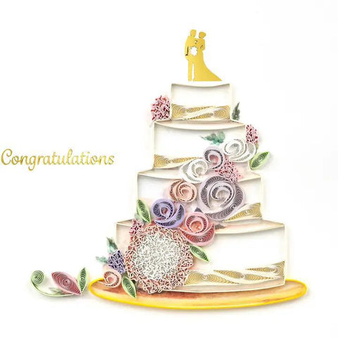 Floral Wedding Cake Quilling Card