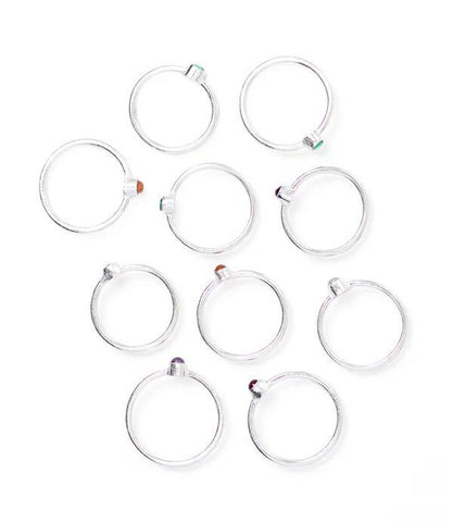 Dhera Silver Tone Stacking Ring | Semi-Precious Stone | Assorted