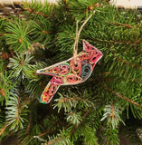 Upcycled Paper Ornament | Holiday Cardinal