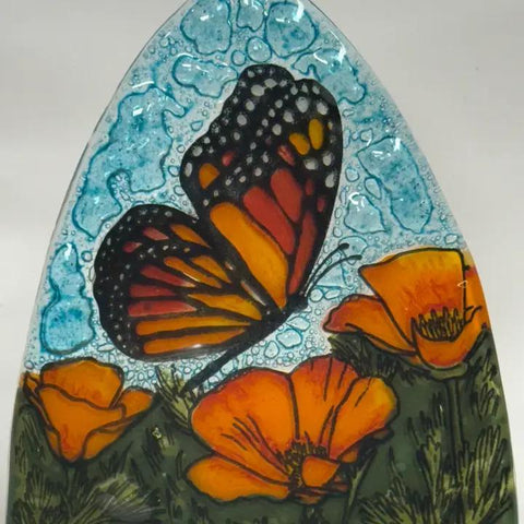 Recycled Glass Night-Light  | Butterfly w/Flowers