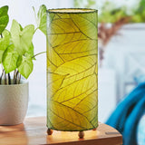 Cocoa Leaf Cylinder Table Lamp | 17 Inch | Green