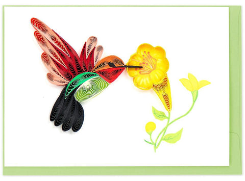 Quilling Card Gift Enclosure | Hummingbird & Flowers