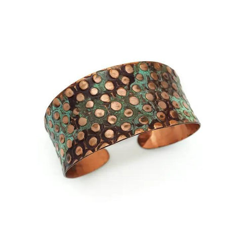 Copper Patina Bracelet | Copper and Teal Rivets