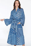 Long Kimono Robe | Indigo Patchwork