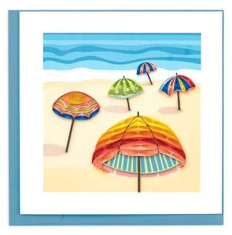 Colorful Beach Umbrellas Quilling Card