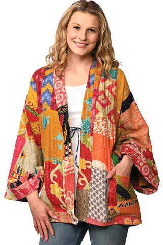 Reversible Cotton Kantha Kimono Jacket