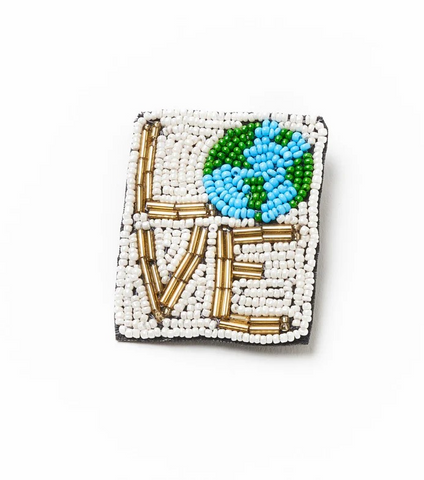Beaded Brooch Pin | Love