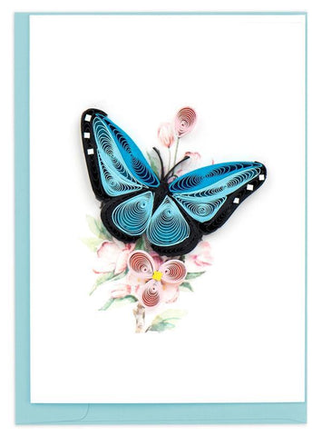 Quilling Card Gift Enclosure | Blue Butterfly & Flowers