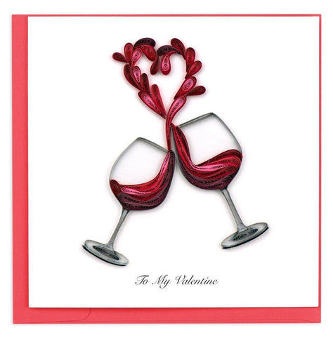 Wine Glasses Valentine's Day Quilling Card | NIQUEA.D Collection