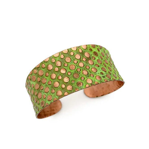 Copper Patina Bracelet | Light Green Circles