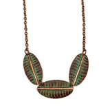 Copper Patina Necklace | Tropical Green Leaf