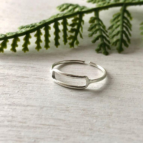 Rippled Rectangle Ring | Silver